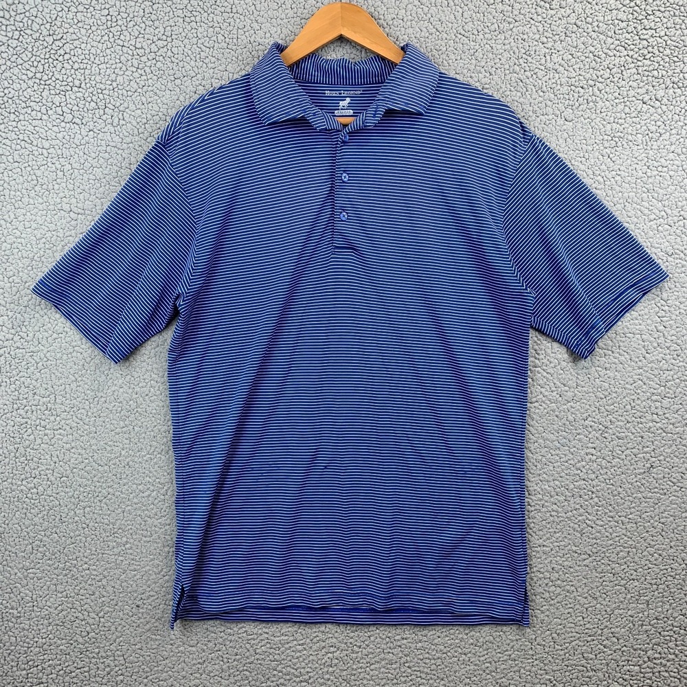 Horn Legend Blue Stripe Size Small S Men's Performance Luxery Polo Preppy